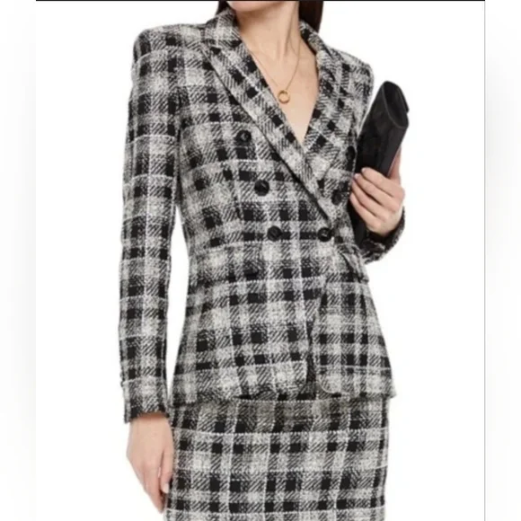 Veronica Beard Rhinestone Miller Dickey Plaid Tweed Jacket Size 2 Black - Picture 2 of 16